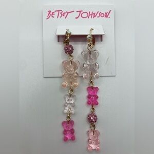 BETSEY JOHNSON Pink & Clear Gummy Bear & Fireball Accent Dangle Earrings NEW NWT